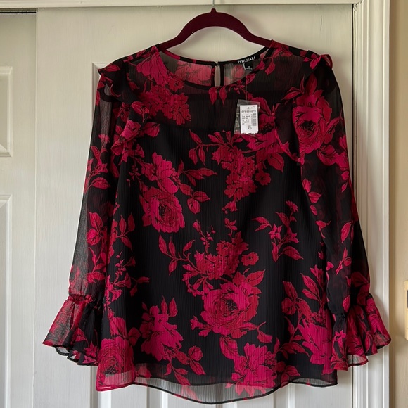 Dress Barn ~ ROZ & ALI sheer blouse NWT - Picture 1 of 5